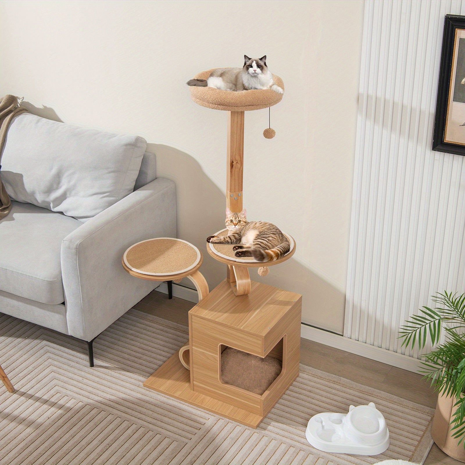 Katzenbaum aus Holz, 129.54 cm hoch